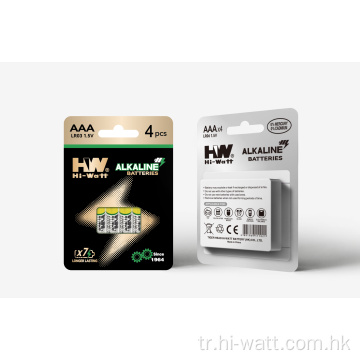 Yüksek Kapasiteli Alkalin AAA Piller LR03 Kağıt Kutusu